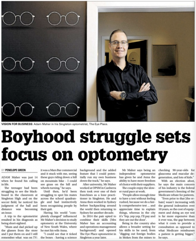 , Newcastle Herald Business Feature, The Eye Place